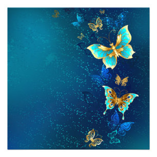Foto Borboletas de ouro em um fundo azul