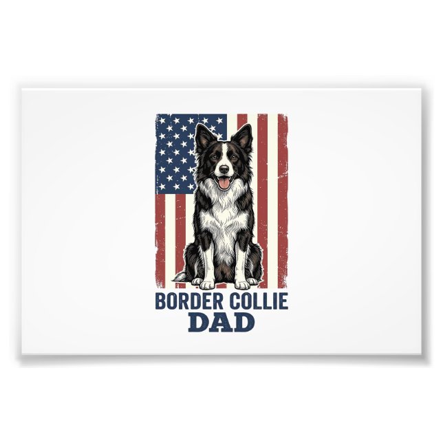Foto Border Collie Dad Patriotic Vintage Dog Shirt Desi (Frente)