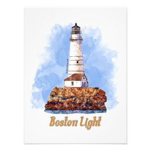 Foto Boston Light Lighthouse Watercolor - Massachusetts