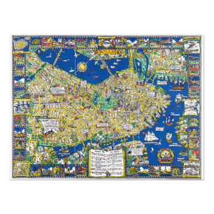 Foto Boston vintage — mapa antigo da cidade dos EUA