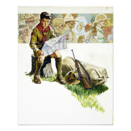 Foto Boy Scout Map Norman Rockwell Tipo Arte