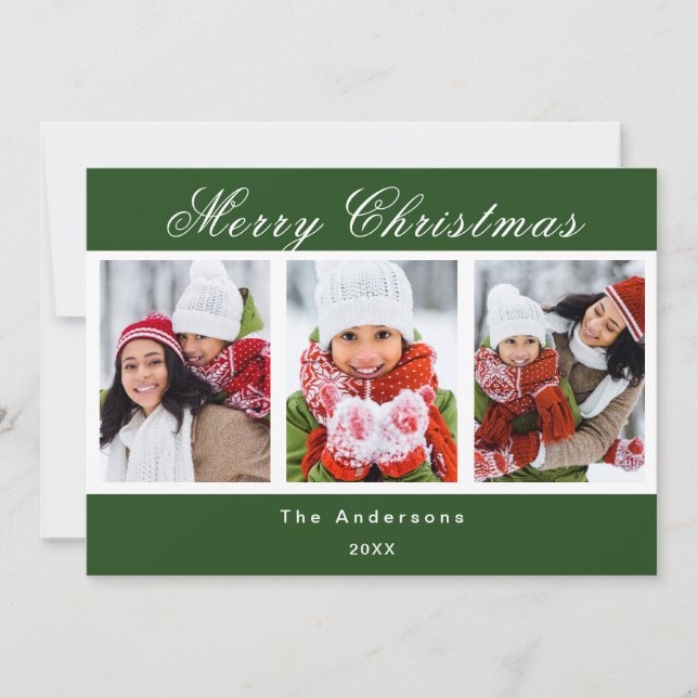Foto branca verde de Natal moderna (Frente)