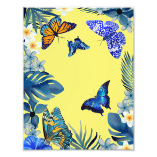 Foto Bright tropical colourful plant butterflies poster