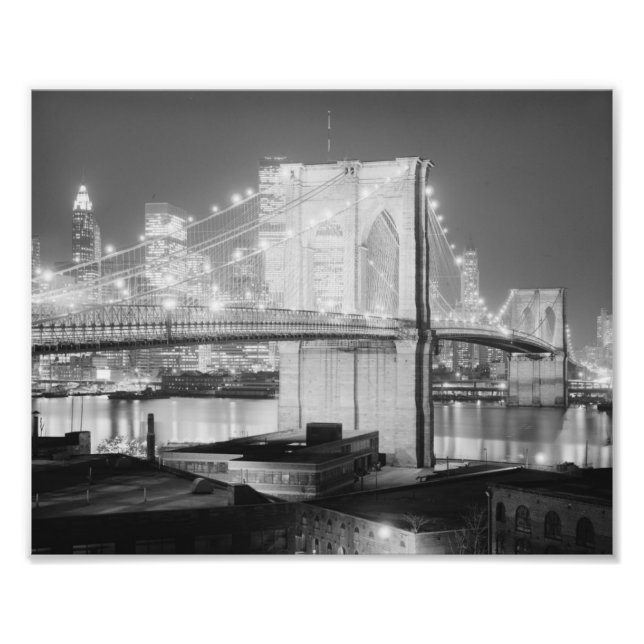 Foto Brooklyn Brigde à Noite, 1982, Preto e Branco (Frente)