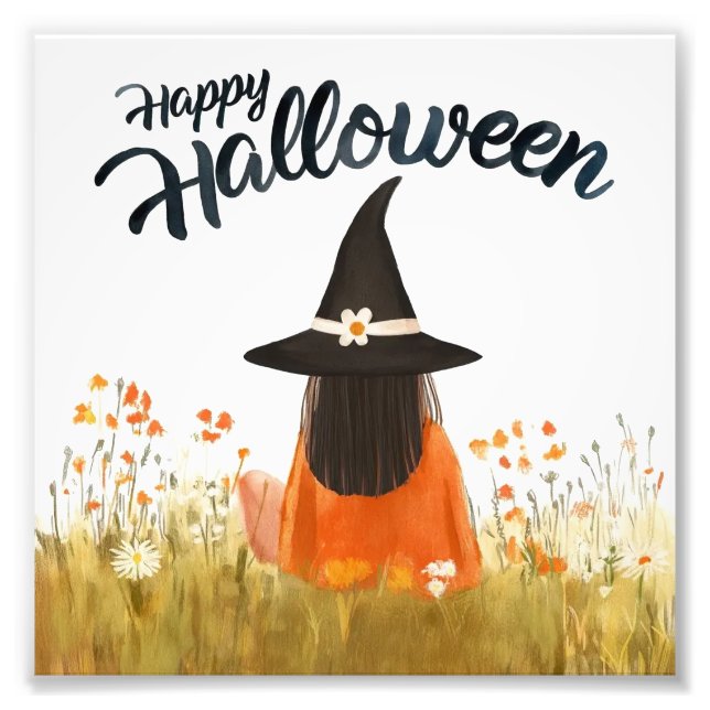 Foto Bruxa de Halloween em Campo de Flores (Frente)