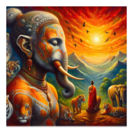 Foto buda espiritual e elefante