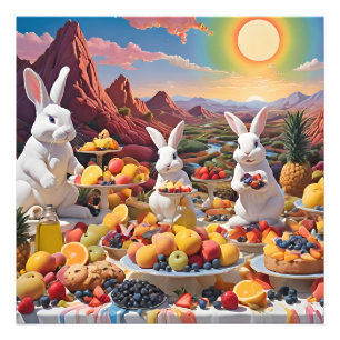 Foto Bunnies Brancos com Paisagem Fruta