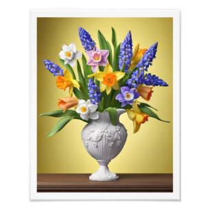 Foto Buquê de Primavera Daffodils Hyacinths Mesa de mad