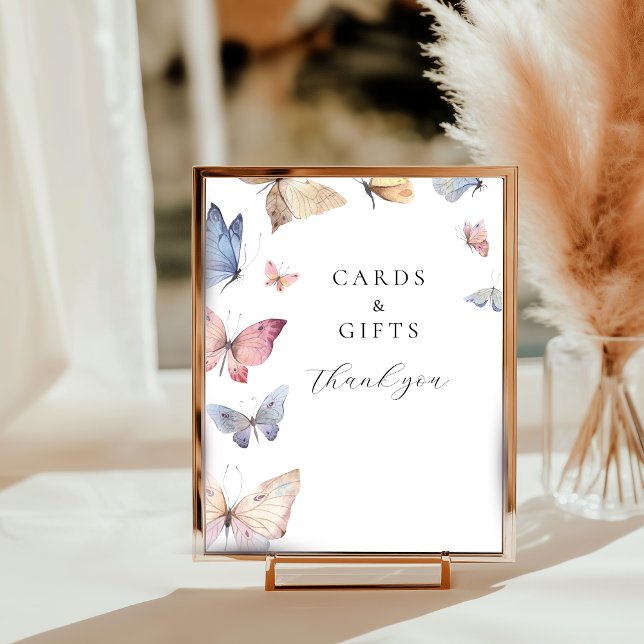 Foto Butterfly Girl Baby Shower Table Top Sign (Butterfly Girl Baby Shower Table Top Sign)