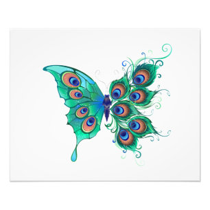 Foto Butterfly with Green Peacock Feathers