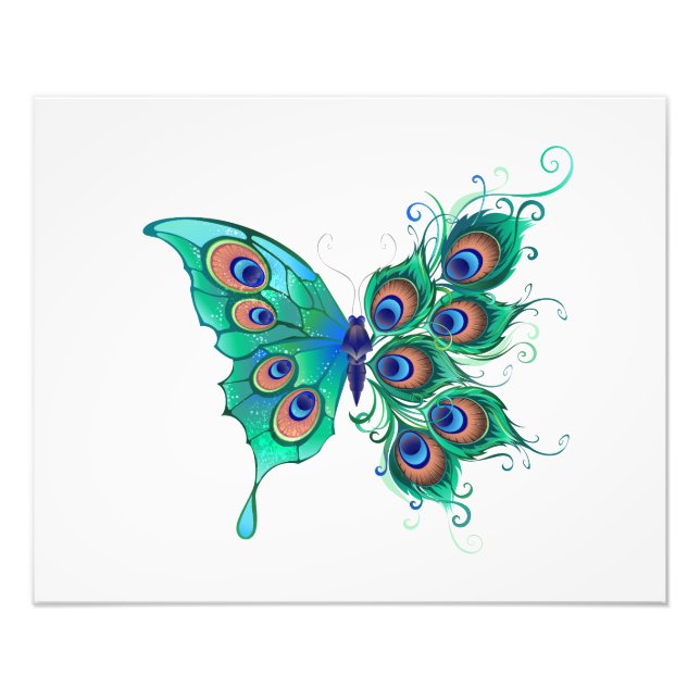 Foto Butterfly with Green Peacock Feathers (Frente)