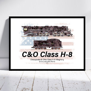 Foto C&O Classe H-8 Locomotiva Allegheny - bandeira ame