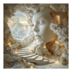 Foto Cabeça de Mármore Surrealista Interior Paisagem de