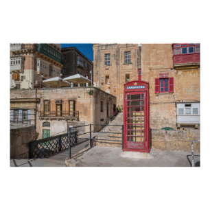 Foto Cabine telefônica vermelha em La Valetta Malta