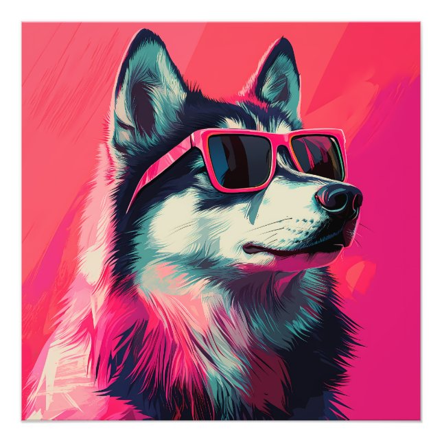 Foto Cachorro lindo Siberian Husky com óculos de sol (Frente)