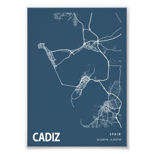 Foto Cádiz - Mapa da Cidade do Blueprint Espanha (Frente)