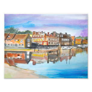 Foto Cais de Blakeney Norfolk Aquarela Linha e Lavagem