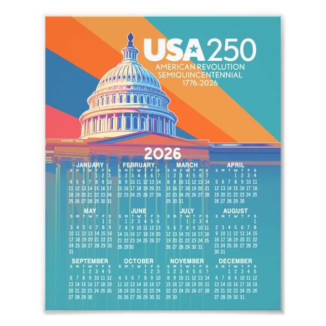 Foto Calendário 2026 com Cúpula do Capitólio dos EUA Am (Frente)