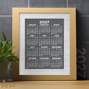 Foto Calendário de 2027 - vista anual vertical - Cinza