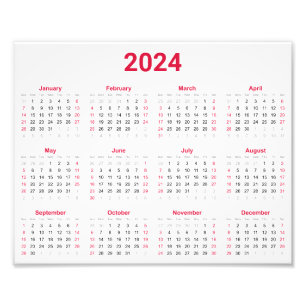 Foto Calendário geral do Simple Red & White 2024