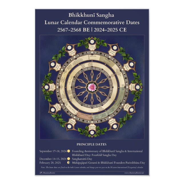 Foto Calendário Lunar de Bhikhunha Sangha 2024-2025 (Frente)
