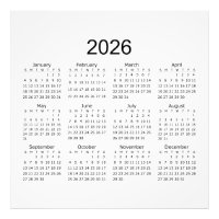 Calendário Minimalista Simples 2026
