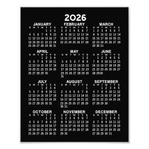 Foto Calendário - Visão vertical do ano de cheio - Pret