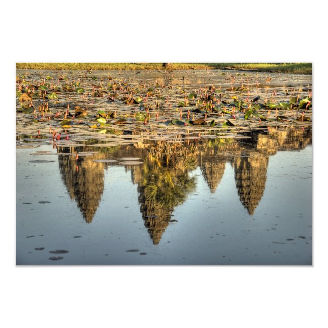 Foto Camboja, Angkor Wat. Reflexo do templo (Frente)