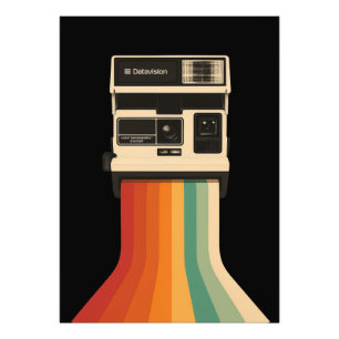 Foto Câmera Retro com Impressão de Arco-íris
