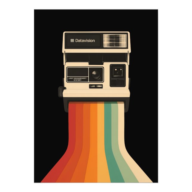 Foto Câmera Retro com Impressão de Arco-íris (Frente)