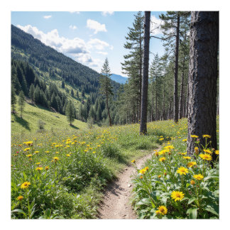 Foto Caminho da Floresta com Flores Amarelas