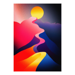 Foto Caminho para o Sol – Vibrante Montanha Abstrata