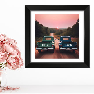 Foto Caminhões da década de 1960 em estrada de saia com