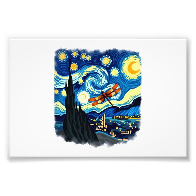 Foto Camisa Artística Libélula Van Gogh Noite Estrelada (Frente)