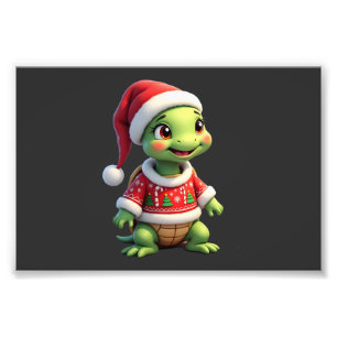 Foto Camiseta de Natal com Tartaruga e Chapéu de Papai