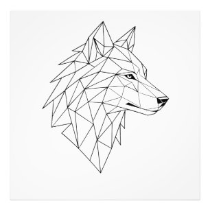 Foto Camiseta Gráfica com Rosto de Lobo em Arte Linear