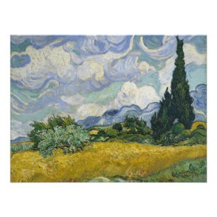Foto Campo de Trigo com Ciprestes, Pintura a Óleo, Van