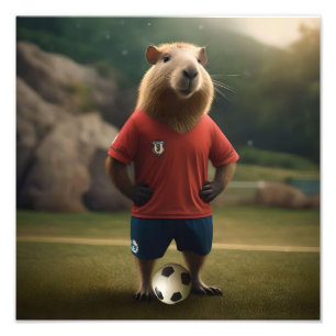 Foto "Capybara com Ponta de Goal: A Estrela de Futebol