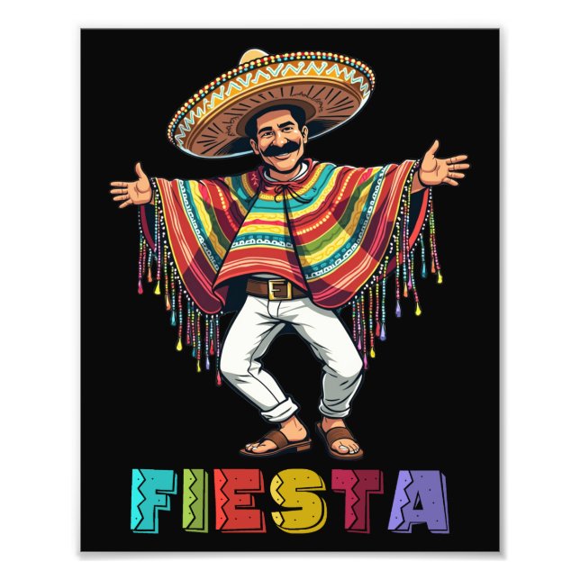 Foto Cara Mexicana Em Poncho Dançando Fiesta Cinco De M (Frente)