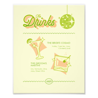 Foto Cardápio de Bar de Casamento Retro Disco