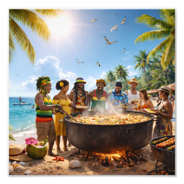 Foto Caribbean Beach Feast Under the Golden Sun (Frente)