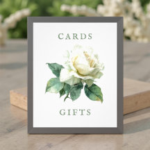 Cartão de casamento de rosas brancas aquarela e pl
