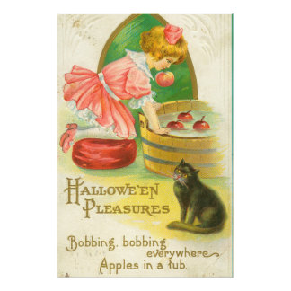Foto Cartão de Halloween Vintage Bobbing for Apples, 19