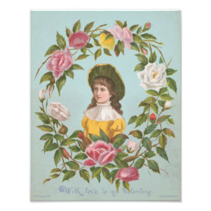 Foto Cartão de São Valentim Kitsch Vintage Alemão, 1884