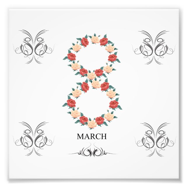 Foto Cartão floral de rosas para o Dia Internacional da (Frente)