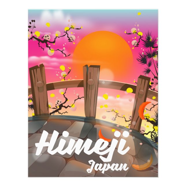 Foto Cartaz das flores de Himeji Japão. (Frente)