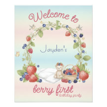 Cartaz de Aniversário de 1 Ano Berry First