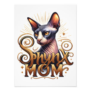 Foto Cartaz de Arte para Mãe de Gato Sphynx no Dia das