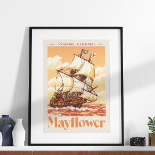 Foto Cartaz de Arte Vintage do Navio Mayflower Carraca