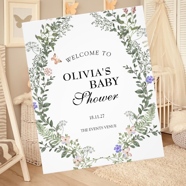 Foto Cartaz de Chuvade Bebê Neutro em Verde Suave Boho (Criador carregado)